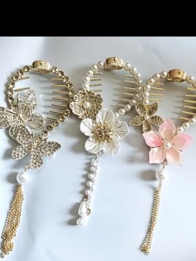 Three elegant updo hair clips